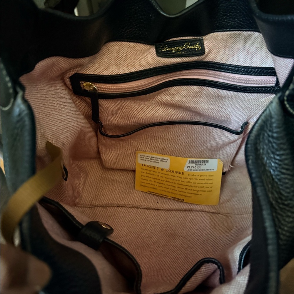 Dooney & Bourke Black Leather Hobo Bag - Picture 3 of 4